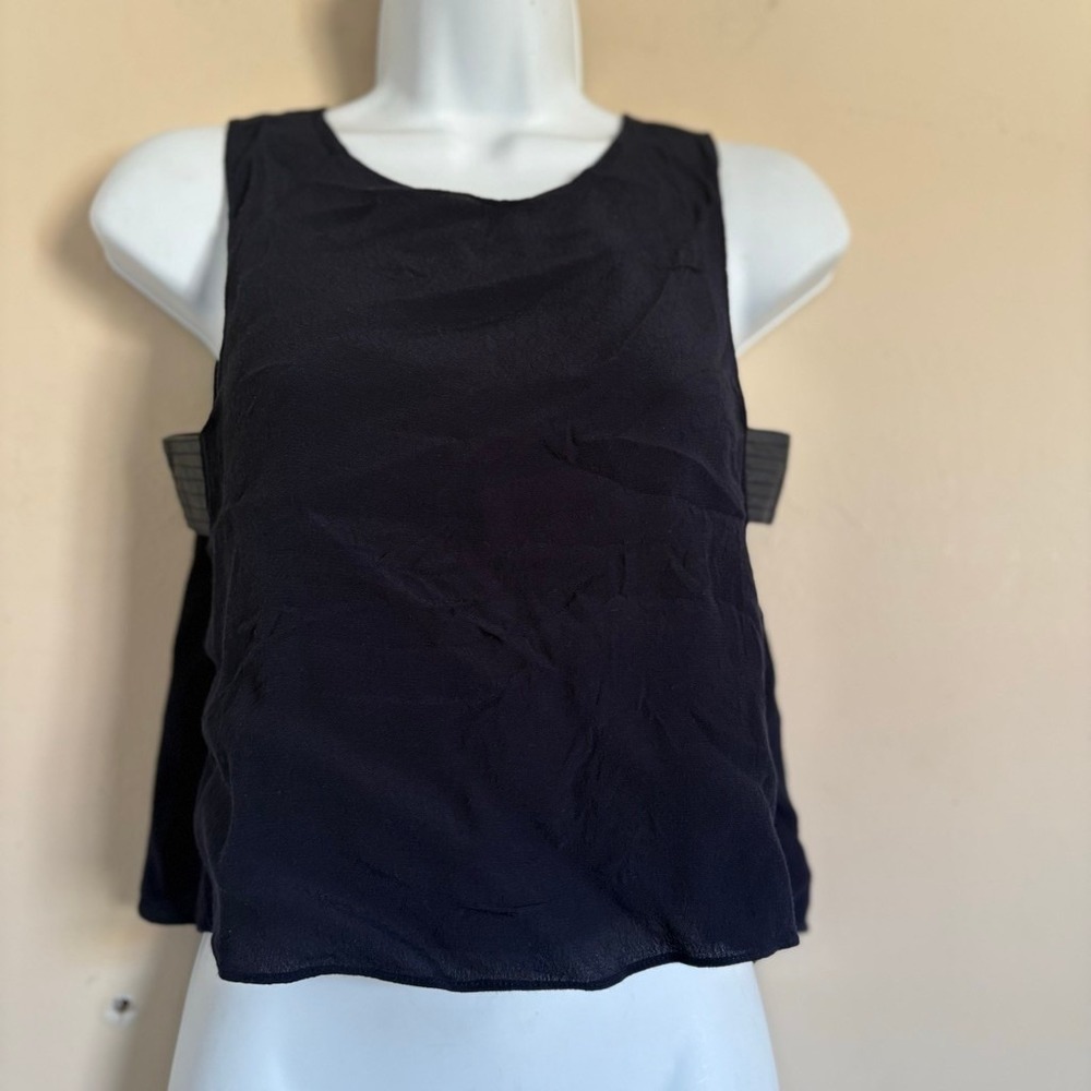 VEDA Navy‎ Rayon Sheep Leather Trim Open Back Sleeveless Tank Top XS - Picture 11 of 16
